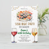 Uitnodiging sushi wijnavondfeest (Staand voorkant)
