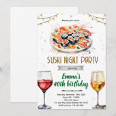 Uitnodiging sushi wijnavondfeest (Voorkant / Achterkant)
