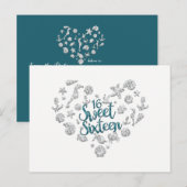 Uitnodiging SWEET 16 Beach Party Save the Date (Voorkant / Achterkant)