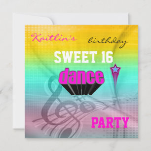 Uitnodiging Sweet 16e Verjaardag Muziek Dans Feest