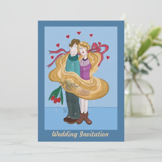Uitnodiging Tangled Weddenschap (Staand voorkant)