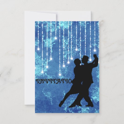 Uitnodiging Tango Flamenco Latijn Dance Blue (Voorkant)