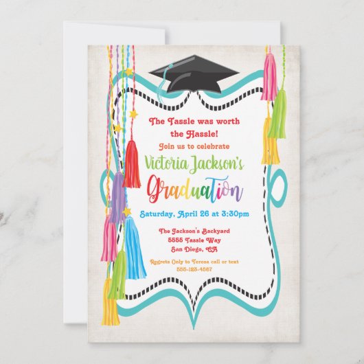 Uitnodiging Tassle Graduation Party (Voorkant)