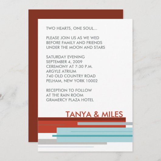 Uitnodiging te Praag:  Modern Red (Voorkant / Achterkant)