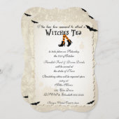 Uitnodiging Tea Party van Halloween Witchs (Voorkant / Achterkant)