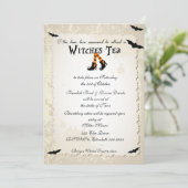 Uitnodiging Tea Party van Halloween Witchs (Staand voorkant)