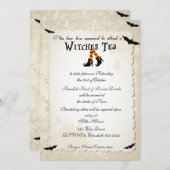 Uitnodiging Tea Party van Halloween Witchs (Voorkant / Achterkant)