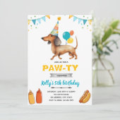 Uitnodiging Teckel hotdog party (Staand voorkant)