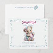Uitnodiging Teddybeer Babyshower (Voorkant / Achterkant)