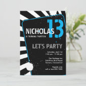 Uitnodiging Teen Boy Party | Blauw (Staand voorkant)