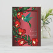 Uitnodiging template Rode Hibiscus Kolibrie (Staand voorkant)