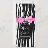 Uitnodiging template Roze zebra feestje (Voorkant)