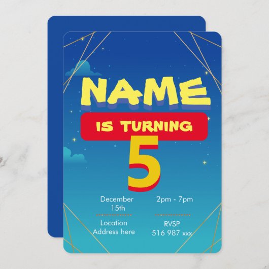 Uitnodiging template speelgoed aanpassen (Voorkant / Achterkant)