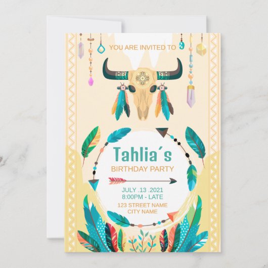 Uitnodiging template voor Native Amerikaanse Boho  (Voorkant)