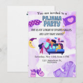 Uitnodiging template voor pyjamaparty (Voorkant / Achterkant)