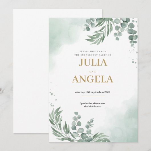 uitnodiging template voor verloving (Voorkant / Achterkant)