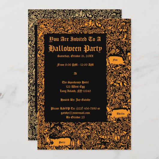 Uitnodiging template voor vleermuizen uilen Hallow (Voorkant / Achterkant)