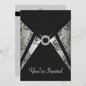 Uitnodiging template zwarte damast voor elke geleg (Voorkant / Achterkant)