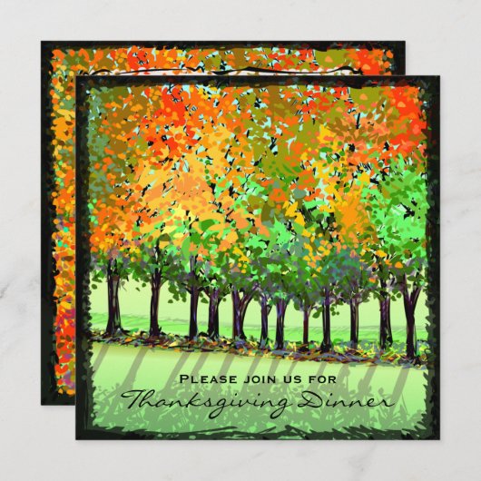 Uitnodiging - Thanksgiving diner - Herfst bomen (Voorkant / Achterkant)