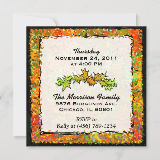 Uitnodiging - Thanksgiving diner - Herfst bomen (Achterkant)