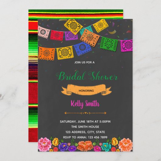 Uitnodiging themagepartij Fiesta (Voorkant / Achterkant)