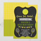 Uitnodiging themagepartij Tennis-verjaardag (Voorkant / Achterkant)