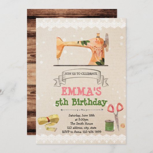 Uitnodiging themagepartij voor spoelen (Voorkant / Achterkant)