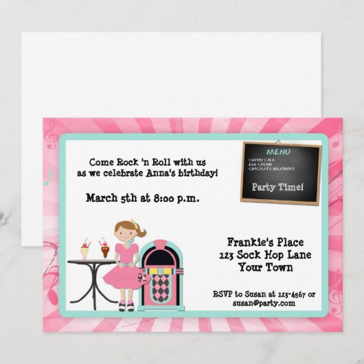 Uitnodiging themapartij 50 (Voorkant / Achterkant)