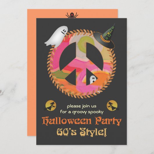 Uitnodiging themathema Halloween Party (Voorkant / Achterkant)