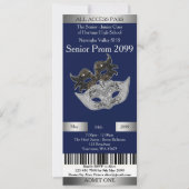 Uitnodiging Ticket Prom Trend, Masquerade, makkeli (Voorkant)