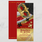 Uitnodiging Ticket stijl, Verjaardag Sweet Sixteen (Voorkant / Achterkant)