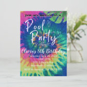 Uitnodiging Tie Dye Zwembadfeest Verjaardag (Staand voorkant)