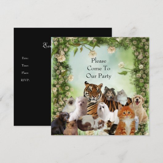 Uitnodiging tijger katten (Voorkant / Achterkant)