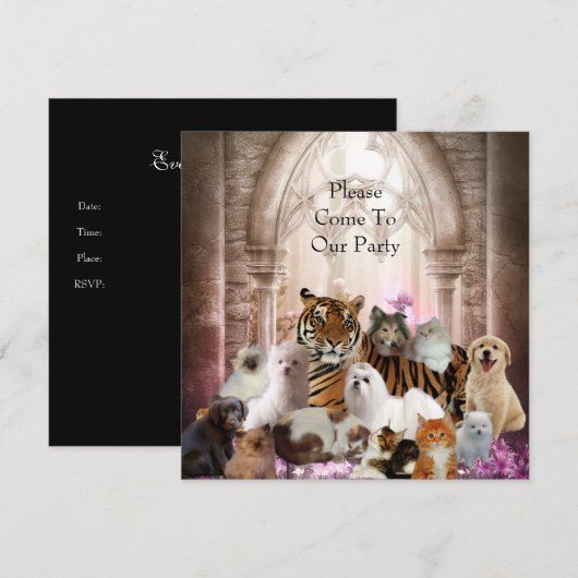 Uitnodiging tijger katten (Voorkant / Achterkant)