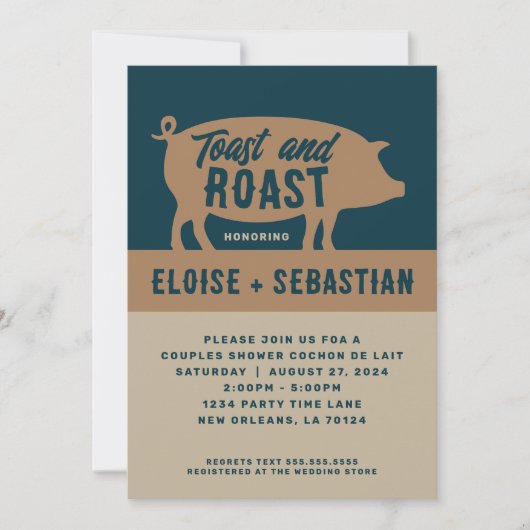 Uitnodiging Toast & Roast Biggen Roast Feest (Voorkant)