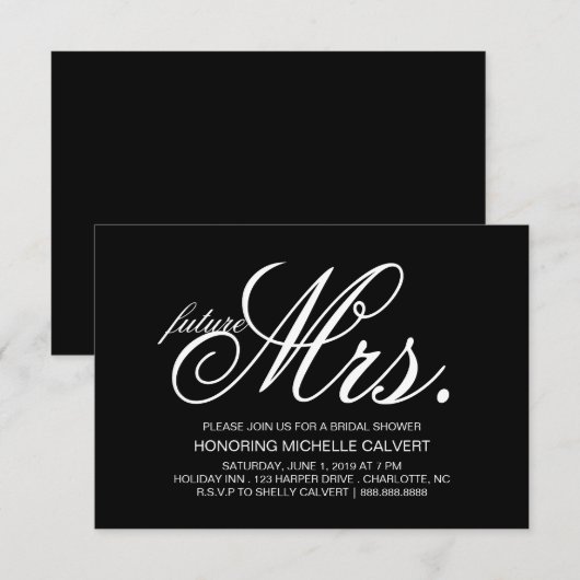 Uitnodiging - toekomstige mevrouw (Voorkant / Achterkant)