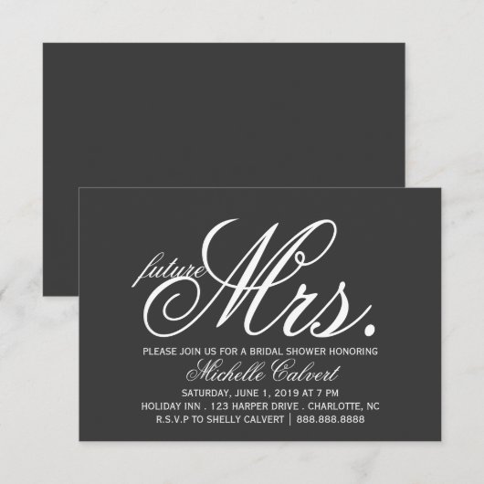 Uitnodiging - toekomstige mevrouw (Voorkant / Achterkant)