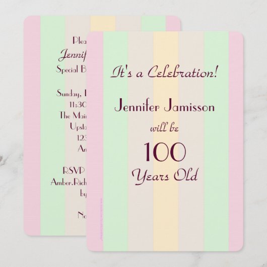 Uitnodiging tot 100 jaar oud pasteeltrecht (Voorkant / Achterkant)