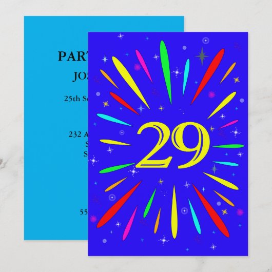 Uitnodiging tot 29e verjaardag van de geboorte (Voorkant / Achterkant)