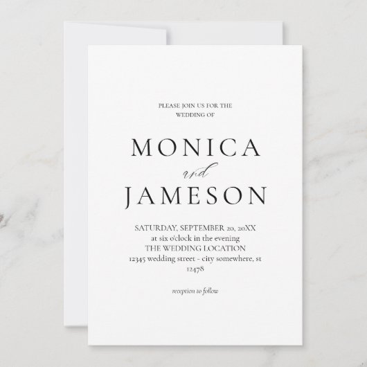 Uitnodiging tot 2 V-bruiloft voor zwart-wit en mod (Voorkant)