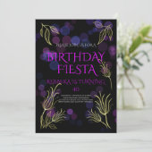 Uitnodiging tot 40e verjaardag met zwarte achtergr (Staand voorkant)