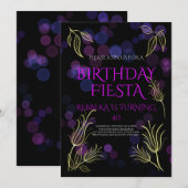 Uitnodiging tot 40e verjaardag met zwarte achtergr (Voorkant / Achterkant)