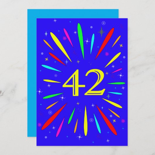 Uitnodiging tot 42e verjaardag (Voorkant / Achterkant)