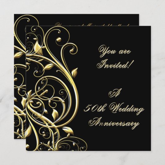 Uitnodiging tot 50e Jubileum voor bruiloft (Voorkant / Achterkant)