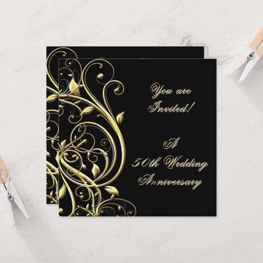 Uitnodiging tot 50e Jubileum voor bruiloft (Voorkant / Achterkant in situ)