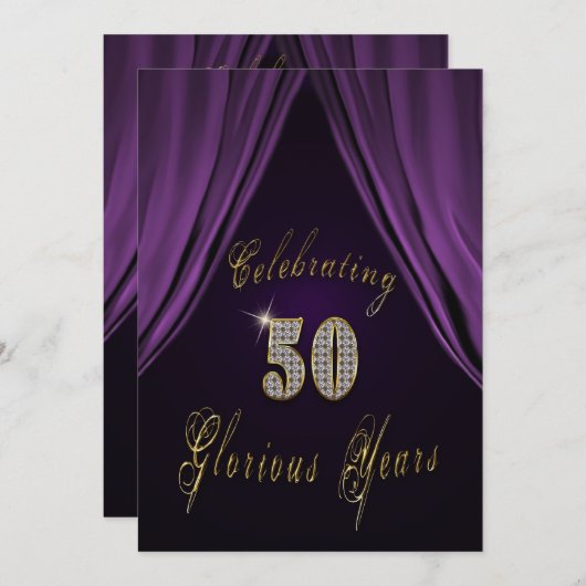 Uitnodiging tot 50e Jubileum voor bruiloft (Voorkant / Achterkant)