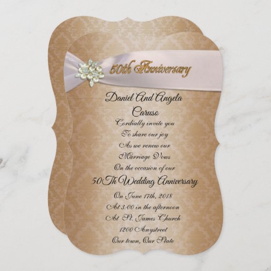 Uitnodiging tot 50e Jubileum voor bruiloft (Voorkant / Achterkant)