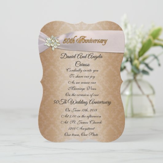 Uitnodiging tot 50e Jubileum voor bruiloft (Staand voorkant)