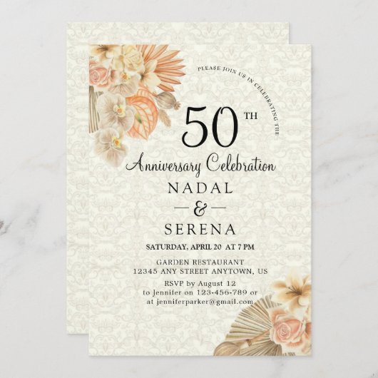 Uitnodiging tot 50e Jubileum voor bruiloft (Voorkant / Achterkant)