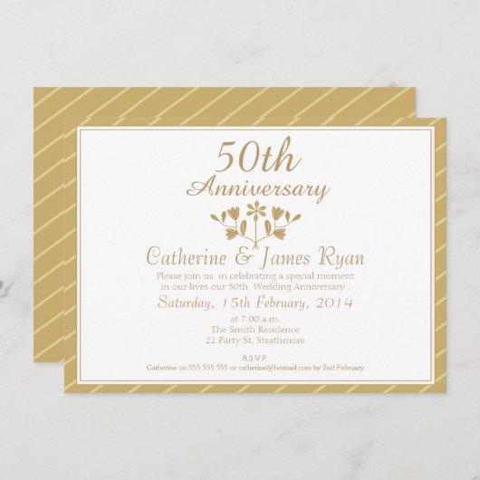 Uitnodiging tot 50e Jubileum voor bruiloft (Voorkant / Achterkant)